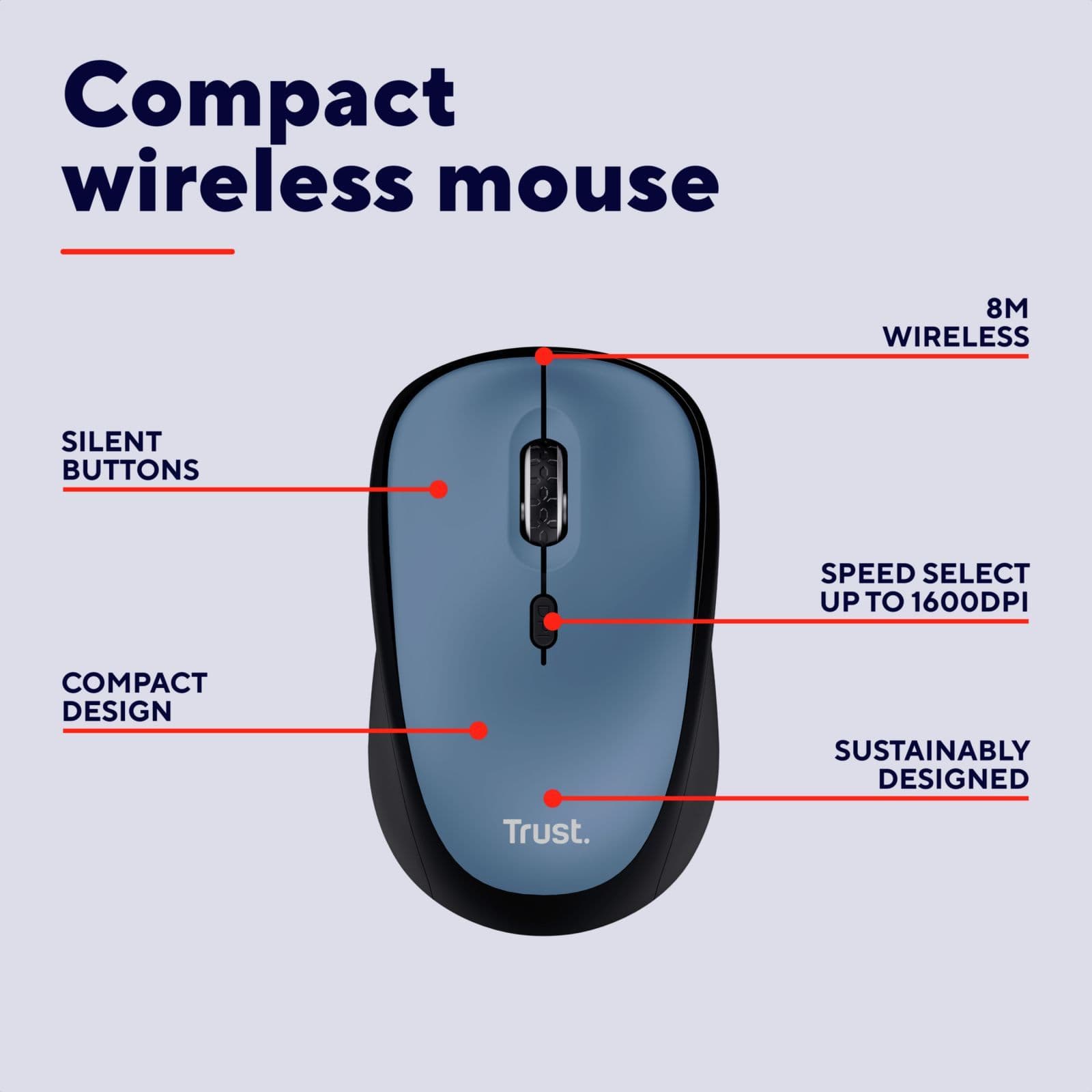 Trust Yvi+ Wireless Mouse Dark Blue 25514 5