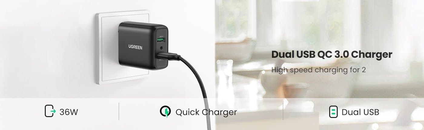 شحن UGREEN 10216 Port 36W Quick Charger 8