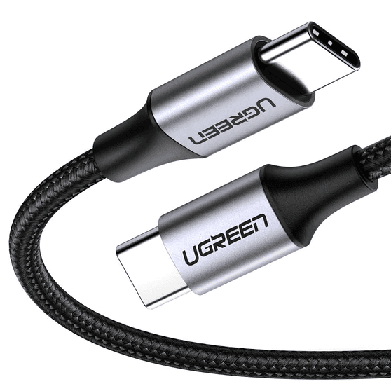 كيبل UGREEN 50152 USB2.0 C M/M Round Cable Nickel Plating Aluminum 2m Gray Black