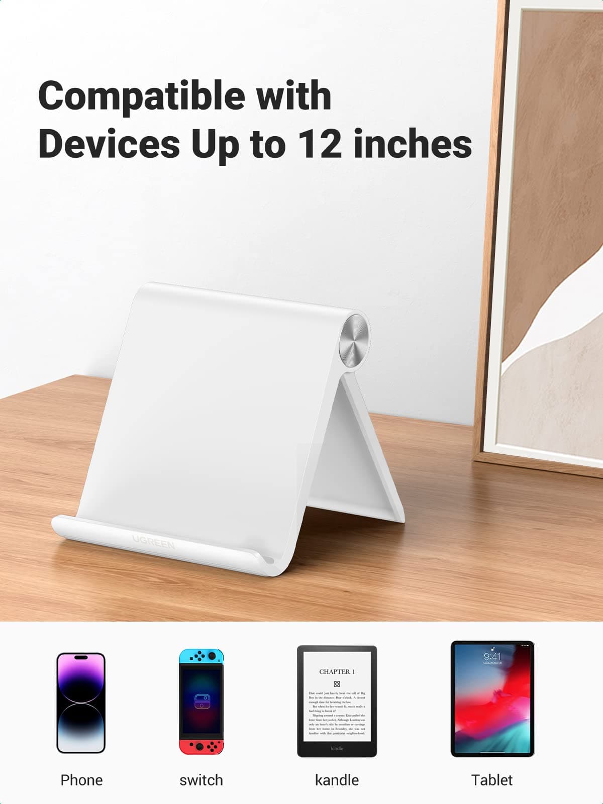 UGREEN 30485 Multi-Angle Adjustable Portable Stand for iPad White 6