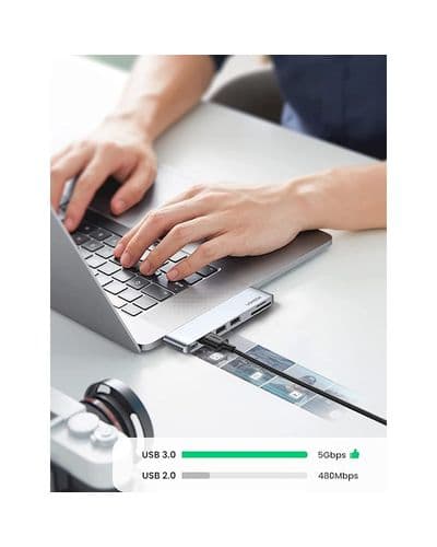 UGREEN 60560 2xUSB-C to 3xUSB3.0-A+SD+TF+PD Multifunction Adapter Shell 7