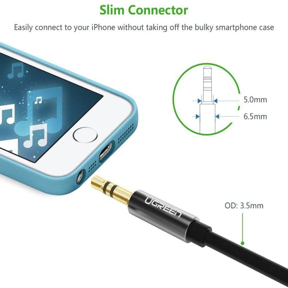 UGREEN 10732 3.5mm Male to 3.5mm Male Cable 0.5m Black 2