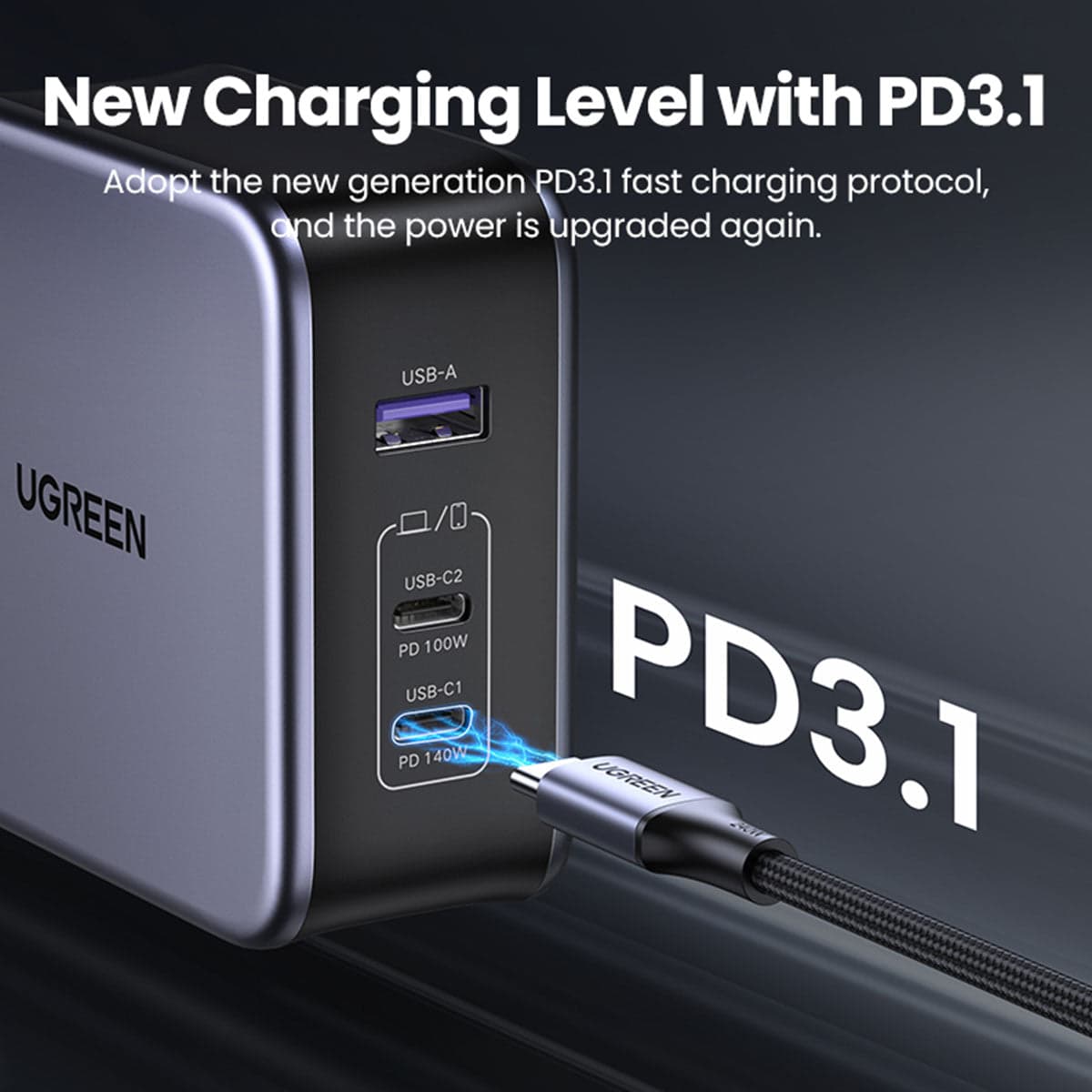 UGREEN 90322 GaN Fast Charger 140W with Cable 8