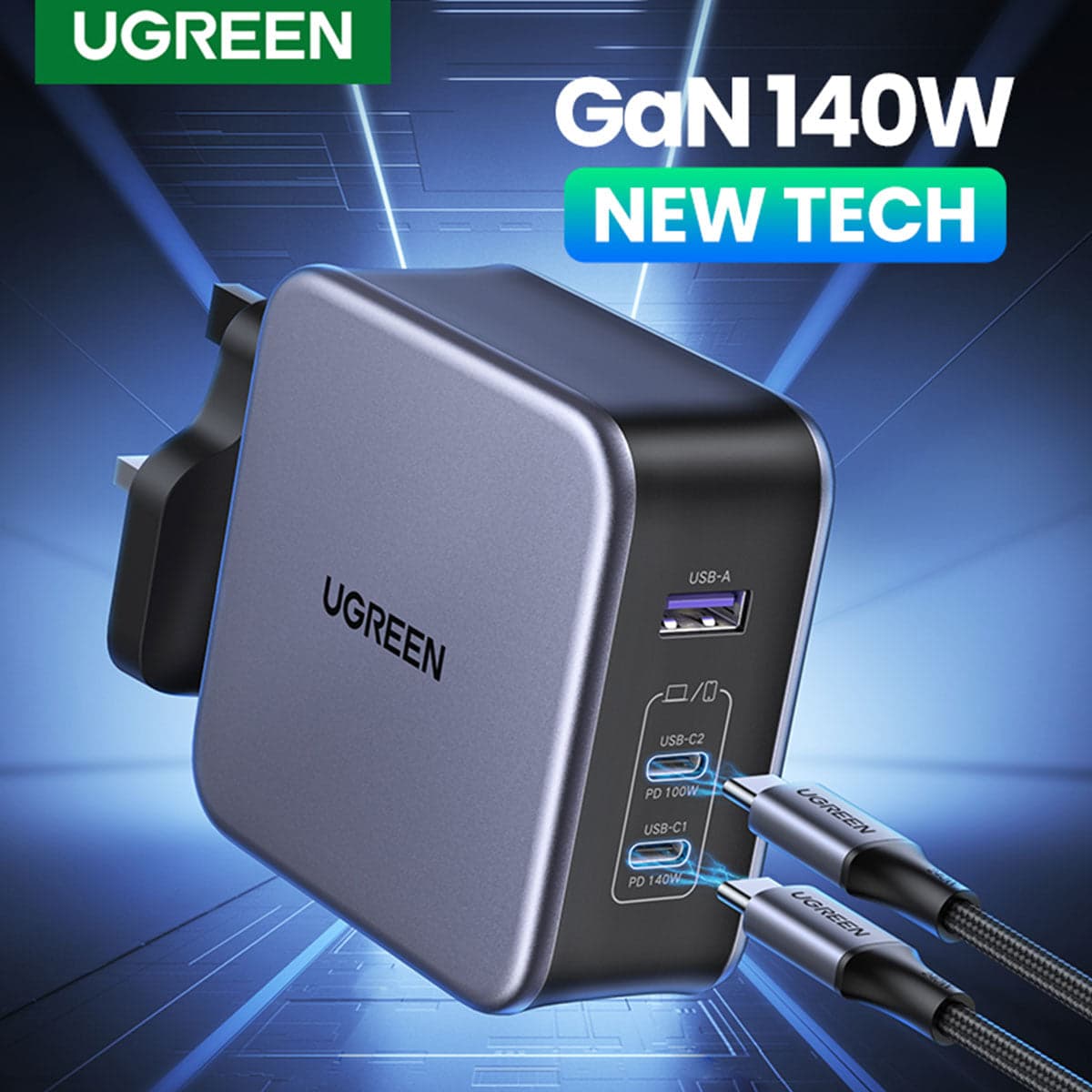 UGREEN 90322 GaN Fast Charger 140W with Cable 10