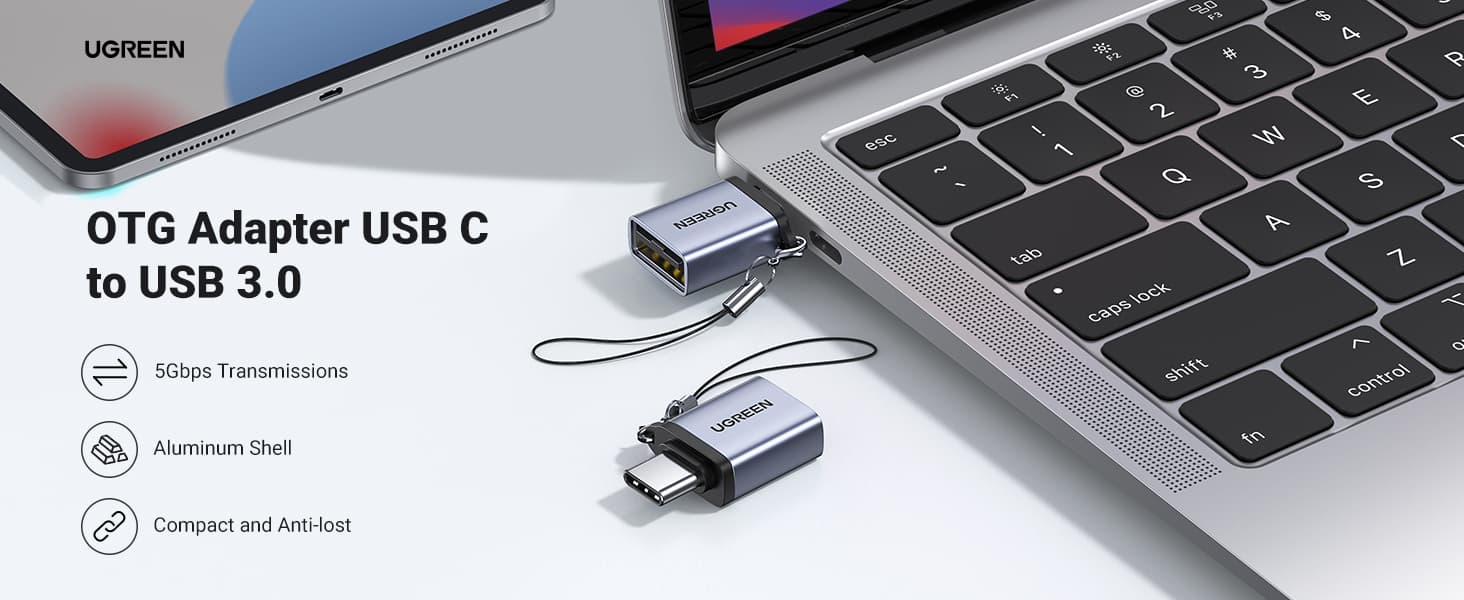 UGREEN 50283 Type C to USB 3.0 A Adapter Cable with Lanyard Space Gray 2