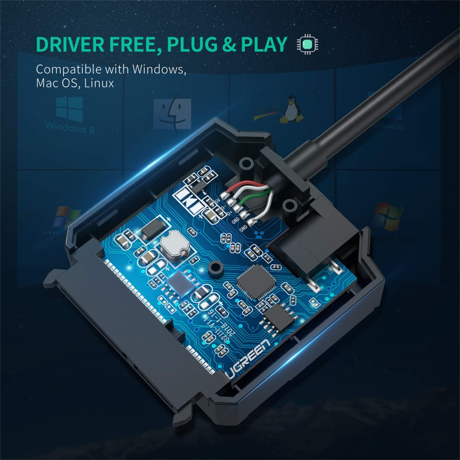 UGREEN 20611 USB to SATA Hard Drive Converter Cable EU 5