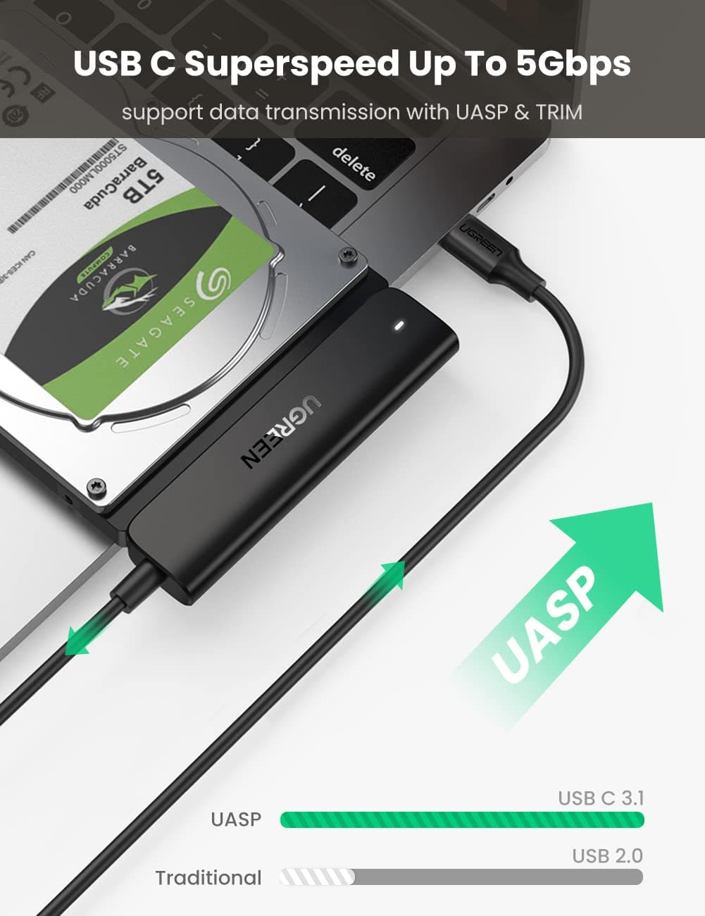 UGREEN 70610 USB-C 3.0 to 2.5-Inch SATA Converter 50cm 5