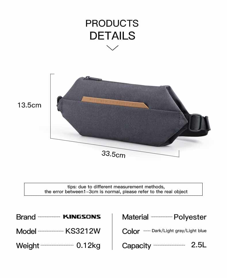 Kingsons KS3212W Messenger One-Shoulder Chest Bag 12