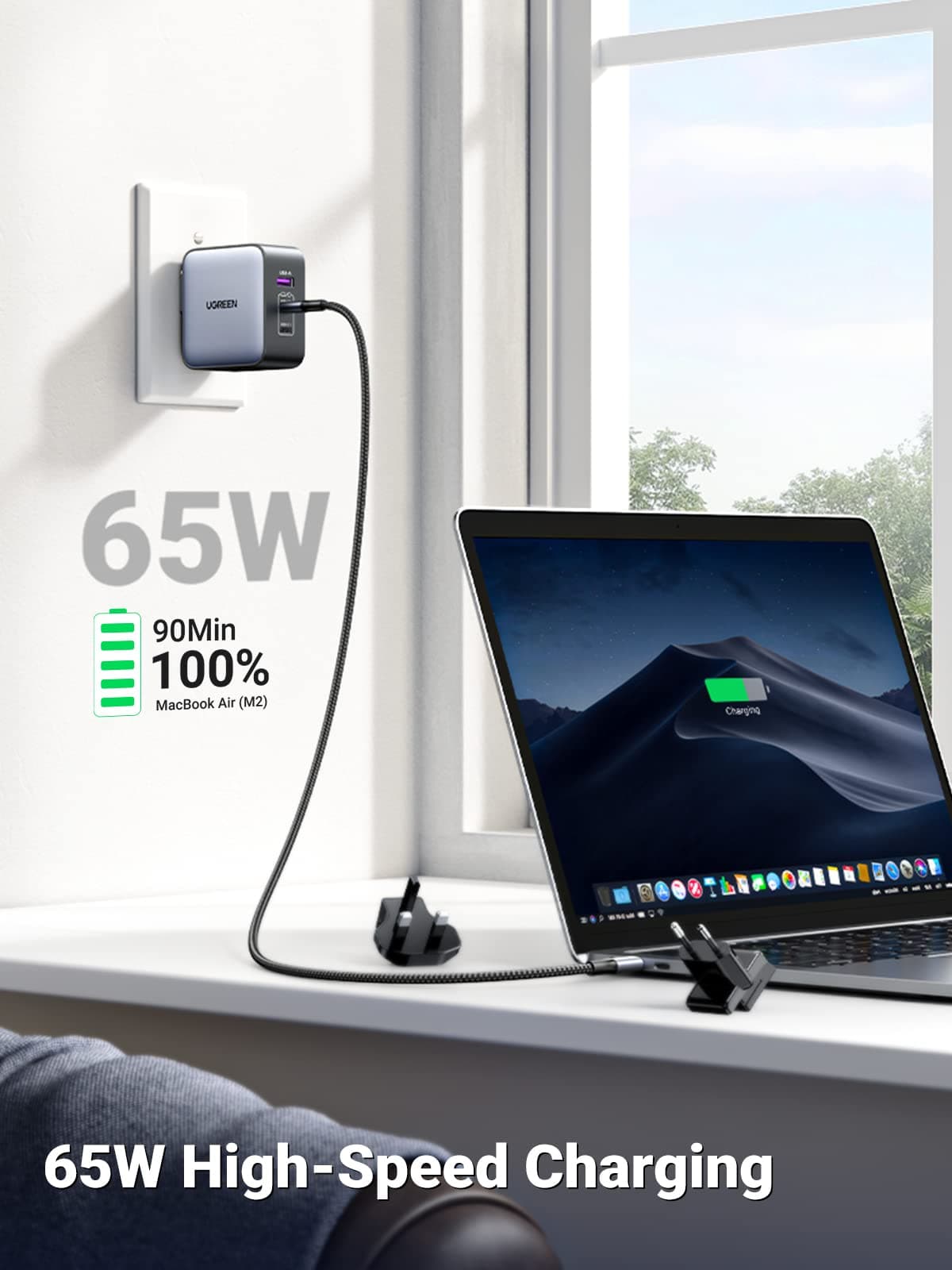 UGREEN 90409 GaN 65W Fast Charger 3-Port 7