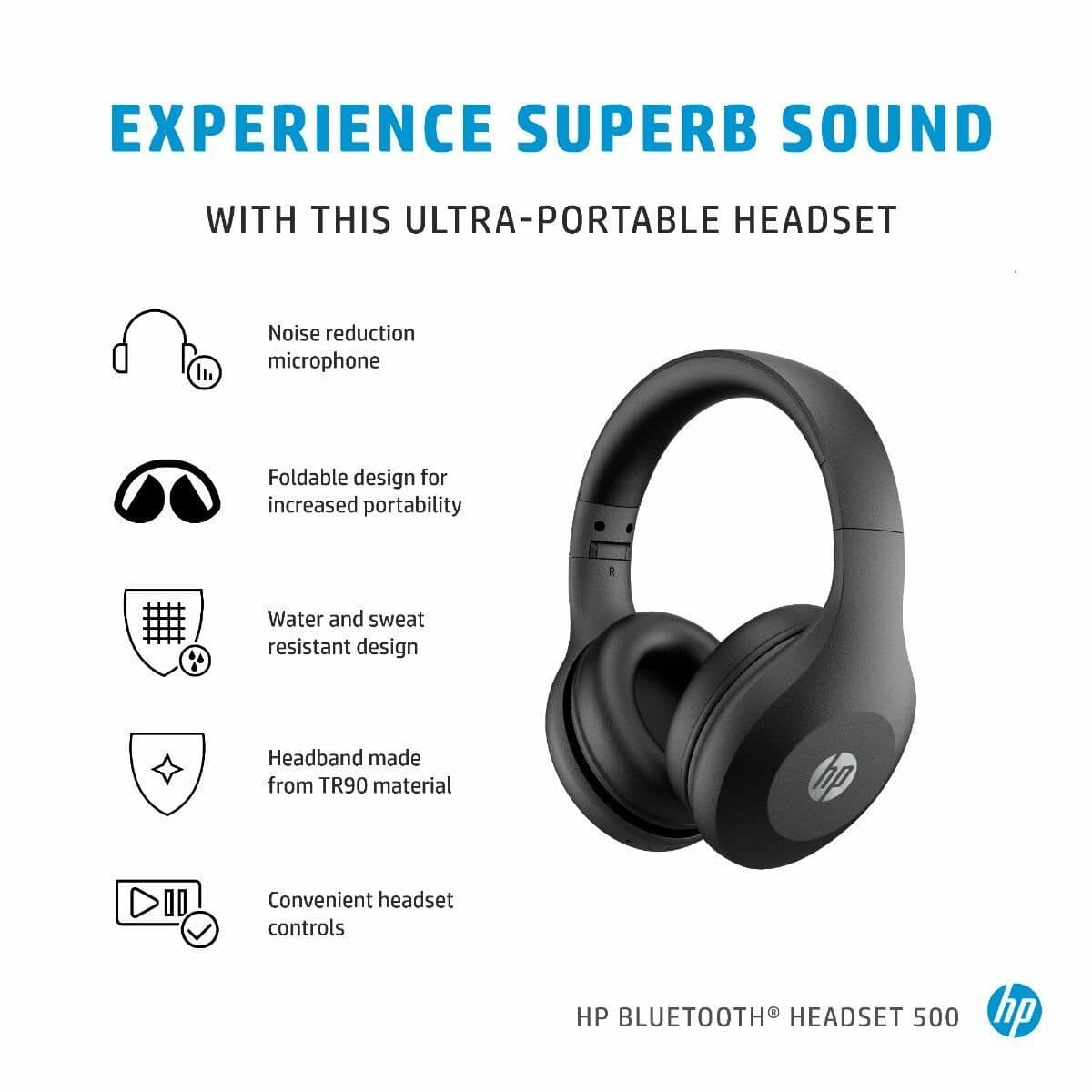 HP 500 Bluetooth Wireless Over Ear Headphones 8