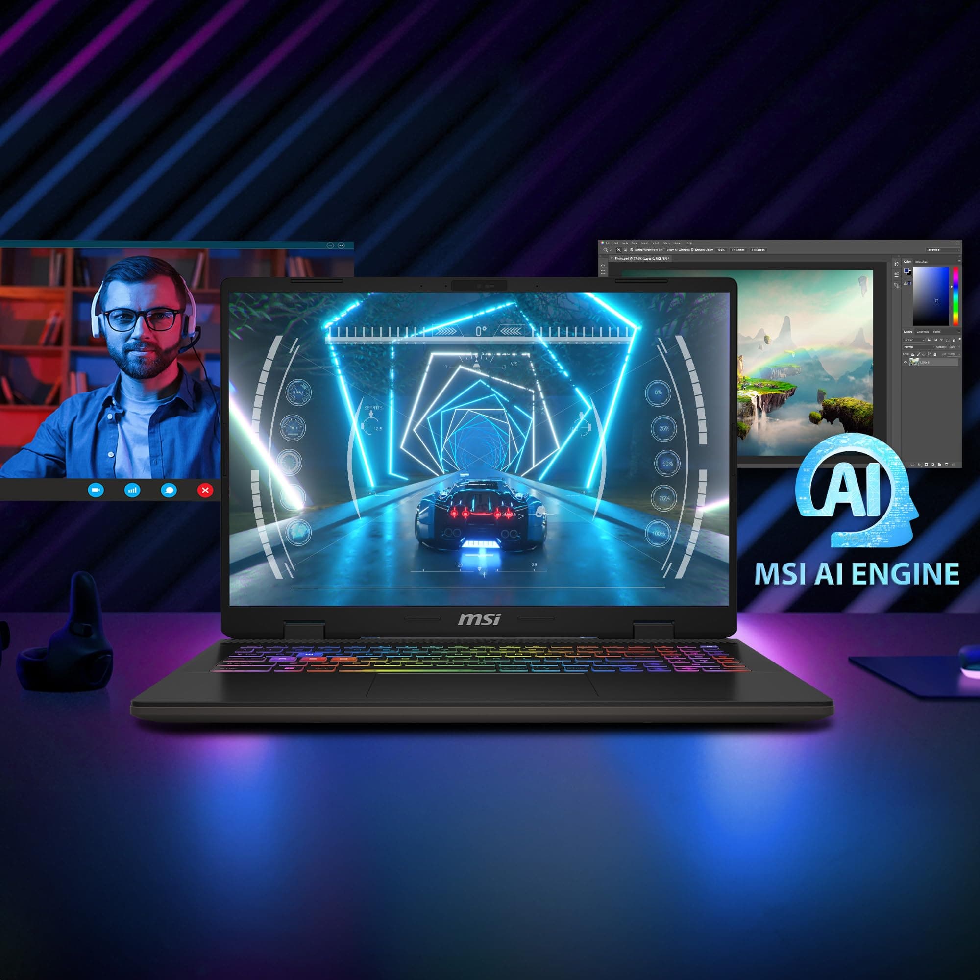 MSI Sword 16 HX B14VGKG Ci7-14700HX 32GB 1TB SSD 8GB RTX4070 16 QHD+ 240Hz MS Windows 11 Pro 8