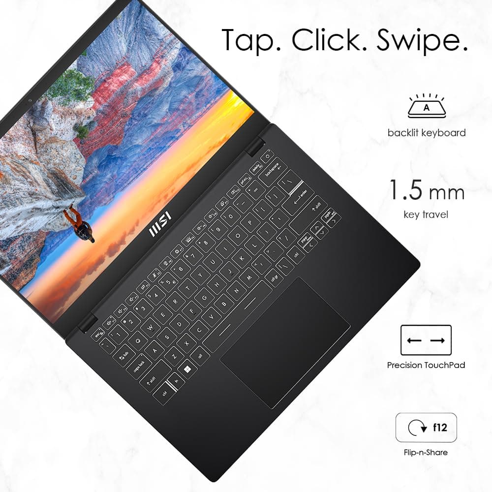 MSI Modern 14 C13M Classic Black Core i7-1355U 16GB RAM 512GB NVMe PCIe SSD Gen4x4 Iris Xe Graphics 14" IPS FHD 60Hz MS Windows 11 Pro 6