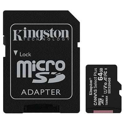 Kingston 64GB Canvas Select Plus C10 UHS-I microSD With Adapter-100MB/s