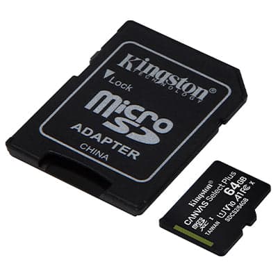 Kingston 64GB Canvas Select Plus C10 UHS-I microSD With Adapter-100MB/s 3