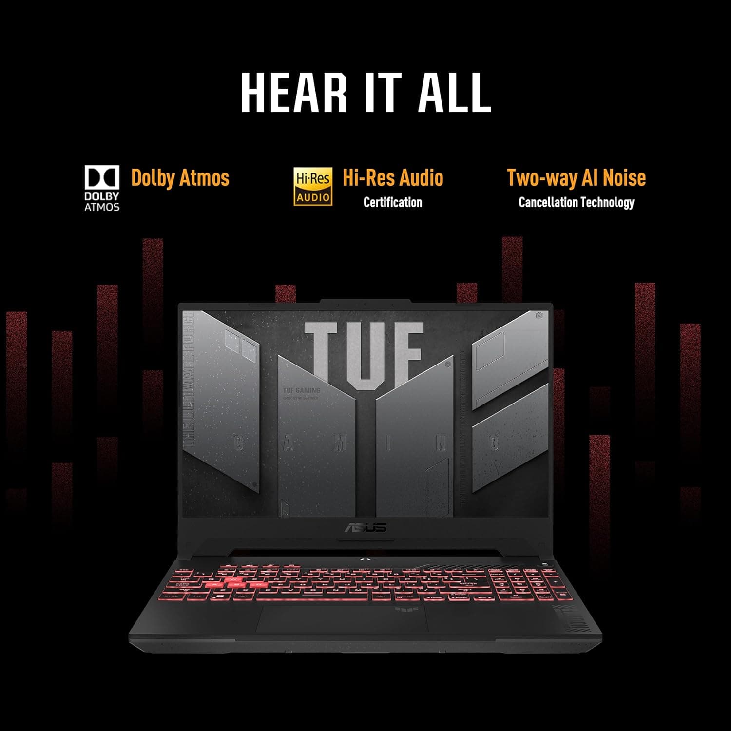 ASUS TUF Gaming A15 AMD Ryzen 7 7435HS 512GB SSD PCIe Nvme 16GB DDR5-4800 RAM 6GB NVIDIA RTX-4050 15.6" FHD IPS 144Hz MS Windows 11 3