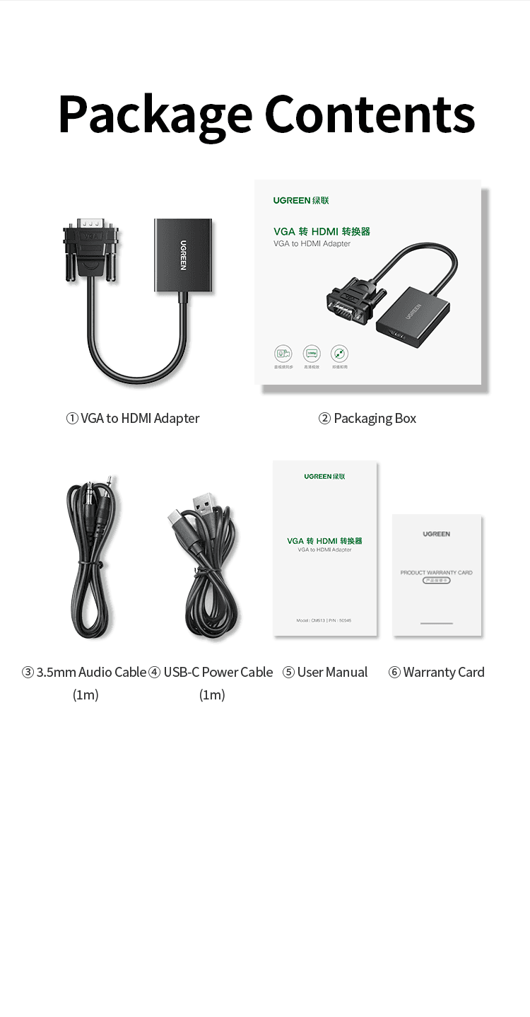 UGREEN 50945 VGA to HDMI Adapter 11
