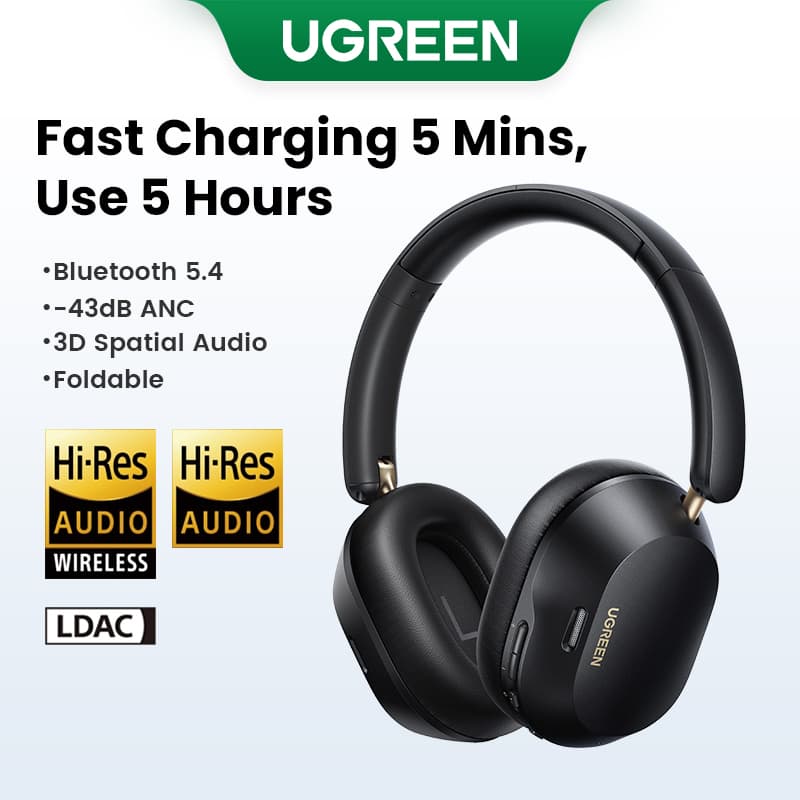 UGREEN 35757 HiTune Max5c Hybrid Active Noise-Cancelling Headphones Black 2
