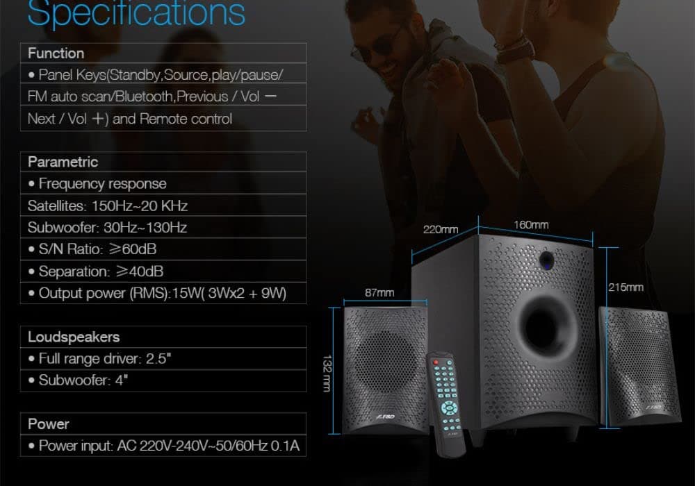 Fenda F210X 2.1 Multimedia Bluetooth Speaker 6