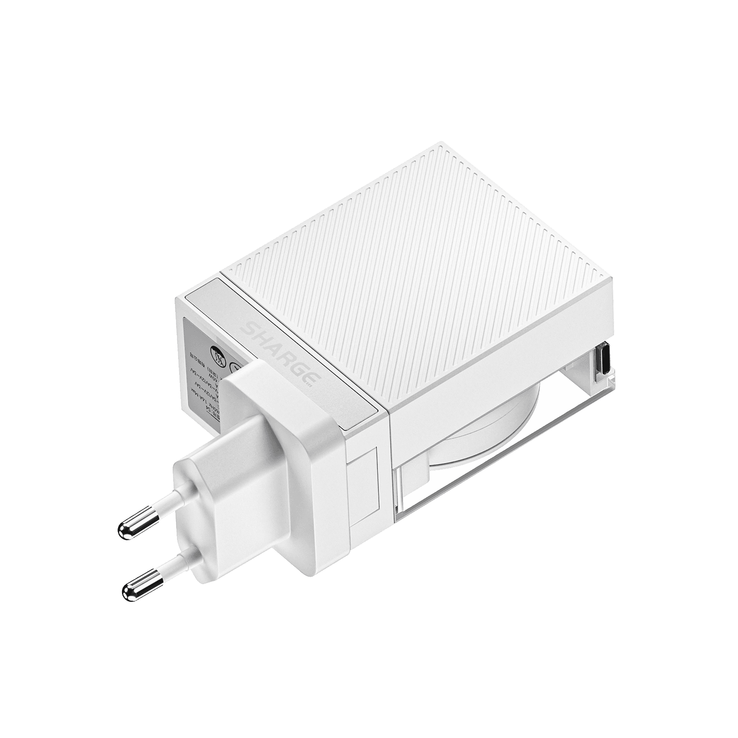 SHARGE S4U Retractable 65w GaN Charger White 3