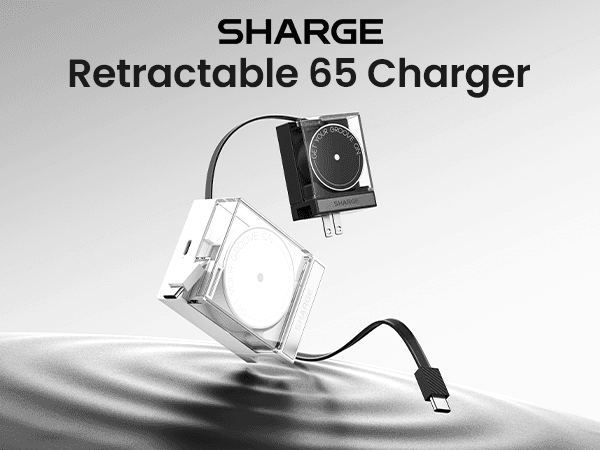 SHARGE S4U Retractable 65w GaN Charger White 12